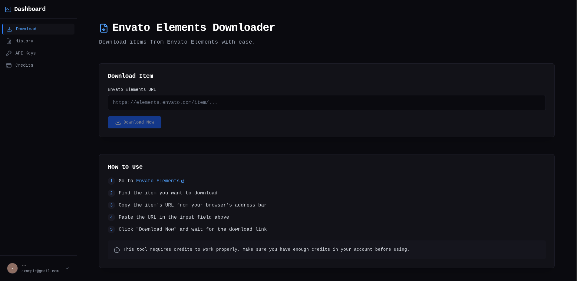 Envato Downloader Interface
